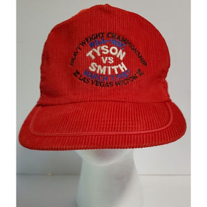 Vintage Tyson vs. Smith WBA-WBC Red Corduroy Hat March 7 1987 Las Vegas Hilton